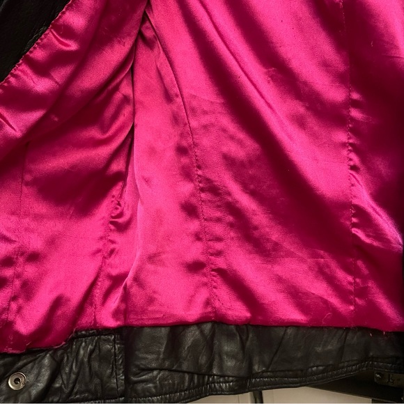 Black Leather Jacket with Pink Lining 🖤🩷 - Picture 5 of 10